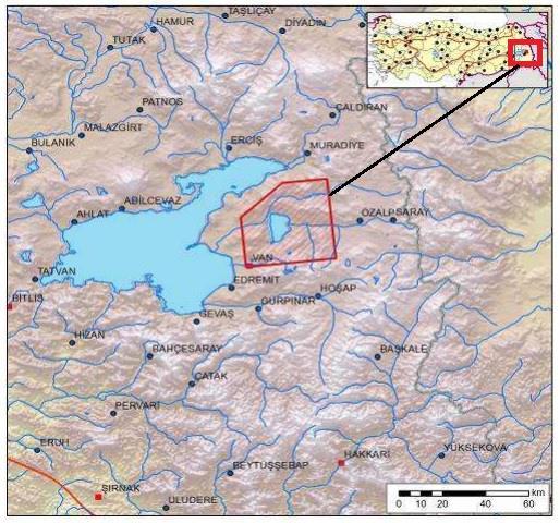 791 (Duman ve Çiçek, 2012). Erçek Gölü, Van Gölü'nün 30 km doğusunda 38 39 K 43 33 D koordinatları arasında bulunmaktadır. Yüzey alanı 114 km², rakımı 1808 m dir.