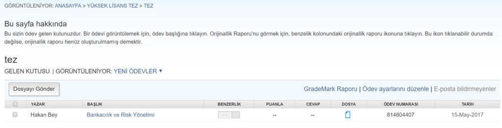 13. Turnitin programının benzerlik oranını tespit süresi sistemin o anki kullanım oranına, dosyanın büyüklüğüne, sayfa ve karakter sayısı gibi etmenlere bağlı olarak değişebilmektedir.