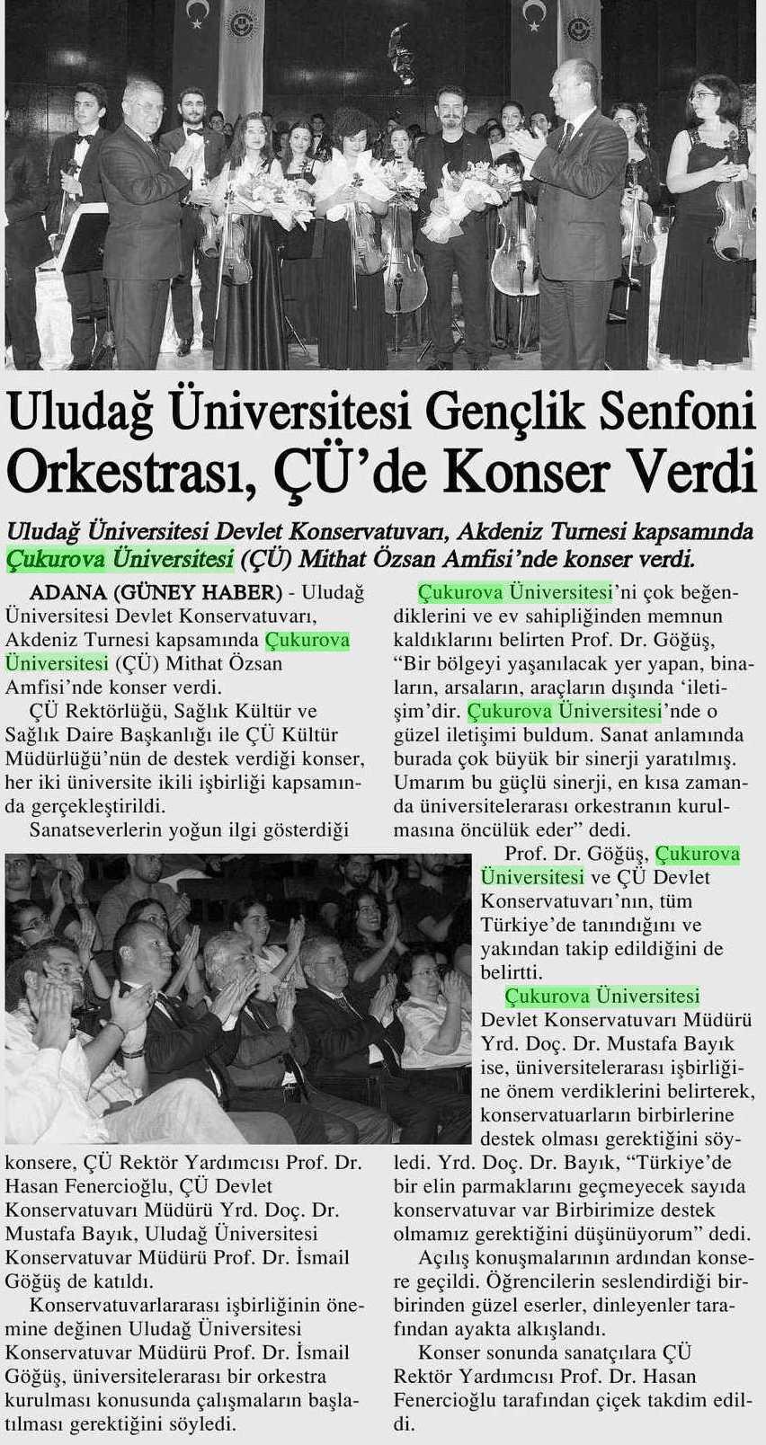 ULUDAG ÜNIVERSITESI GENÇLIK SENFONI ORKESTRASI, ÇÜ DE KONSER V.