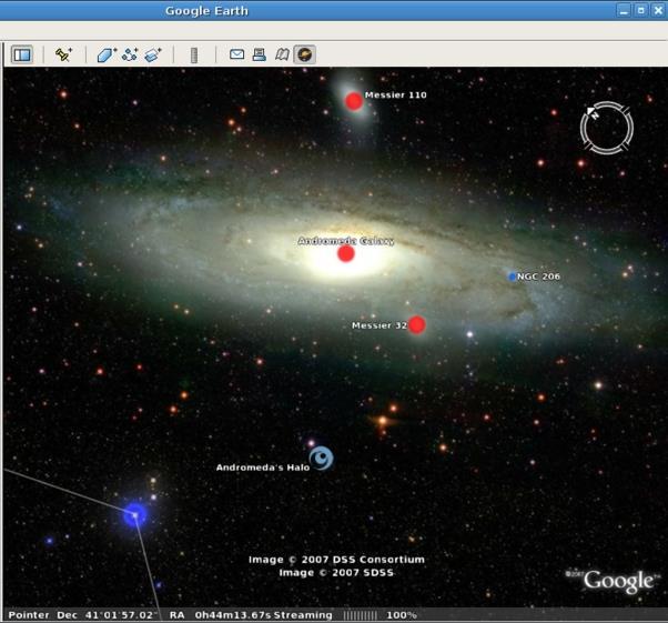 Sanal Küre Uygulamaları - Google Sky Google Earth'ın uzayı izlemeye olanak veren hizmetidir.