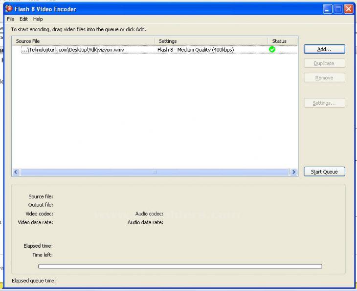 "Macromedia Flash 8 Video Encoder" simgesini tıklayıp video