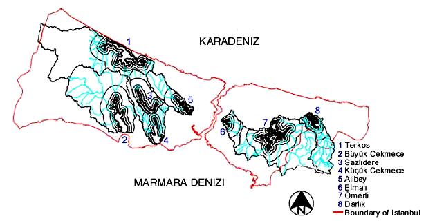 İstanbul un Su Havzalarının Zamana Bağlı Değişim Analizleri isimli, İSKİ tarafından İTÜ ne yaptırılmış olan Proje den Sazlıdere Baraj ve Havzası ele alınmıştır.