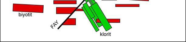 doğru: biyotit foliasyonu klorit foliasyonu fay.