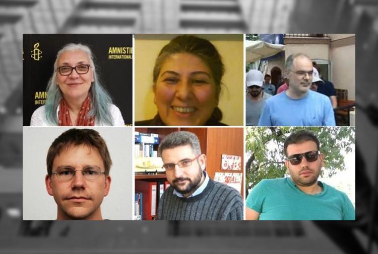 Gözaltındaki hak savunucularından 6 sı tutuklandı 5 Temmuz da Büyükada da bir eğitim semineri sırasında gözaltına alınan 10 hak savunucusundan 6 sı silahlı terör örgütüne üyelik suçlamasıyla