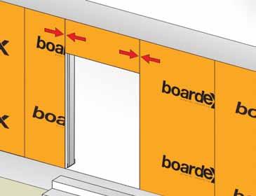 57 58 Yanlış uygulama! Kapı boşluklarında BoardeX ek yerleri kenar profilleri ile aynı hizada olmamalıdır.