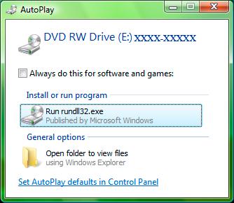 6 Add Program kutucuğunda IP Setup Program ı seçin ve OK yi tıklayın. CD, CD sürücüye konduğunda AutoPlay görünür, Install or run program ı tıklayın.