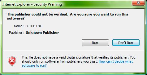 gerçekleştiremeyeceksiniz. İndirilen dosyayı silin ve tekrar Setup ikonunu tıklayın. Internet Explorer-Security Warning mesajı görünürse, Install ı tıklayın.