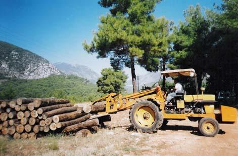 Şekil 4. Yükleyici olarak kullanılan tarım traktörü (Foto: T.Öztürk) Şekil 5.
