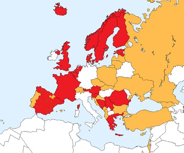 ŞEKİL 1. Temmuz 2016 itibarıyla Avrupa ülkelerinde registry çalışmaları. FIGURE 1. Registry studies in European countries as of July, 2016. Kaynak: ERA-EDTA resmi web sitesi (http://www.era-edta-reg.
