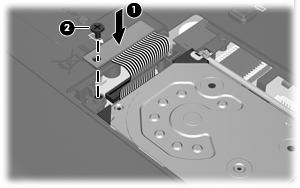 3. Sabit disk sürücüsünün kablo konektör vidasını (2) geri takın. 4.