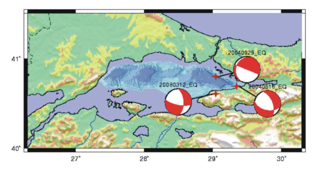 2.3. Referans Depremler Sismik dalga yayılımı benzetimleri için, Marmara Denizinde meydana gelmiş küçük-orta büyüklükteki depremlerden kuvvetli yer hareketi istasyonları tarafından tetiklenmiş olan,