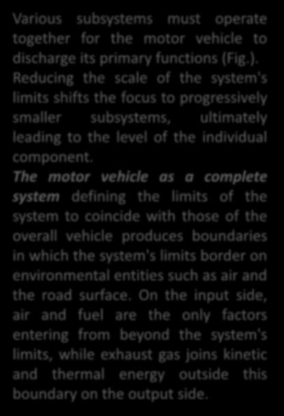 Various subsystems must operate together for the motor vehicle to discharge its primary functions (Fig.).
