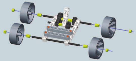 Gerçek bir arabada dişliler motor aksı ve tekerlek aksları arasında