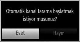 Lütfen uzaktan kumanda üzerinde OK tuşuna basınız, aşağıdaki mesaj ekranda görünecektir: Kablo Kurulumu Devam etmek için KABLO seçeneğini seçin uzaktan kumanda üzerindeki OK tuşuna basınız, aşağıdaki