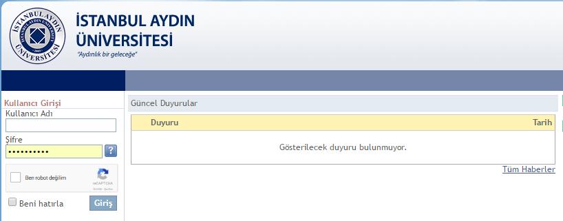 Online Derslere Giriş Online derslere giriş yapmak için herhangi bir tarayıcıyı kullanabilirsiniz. Öncelikle ubis.aydin.edu.