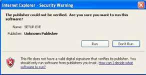 Internet Explorer-Security Warning mesajı görünürse, Run ı tıklayın.