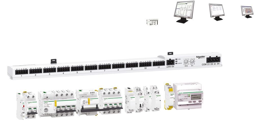 Acti 9 Smartlink Acti 9 haberleşme sistemi > Akıllı Basit ve bağlantıya hazır haberleşme modülü ile enerji ölçümü, merkezi kontrol Modbus protokolüne uyumlu veriler > Verimli Dağıtım panosu ve tesis