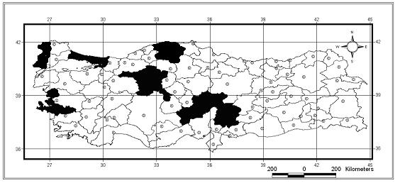 125 Harita 1.26. Phytoecia caerulea (Scopoli, 1772): nın Türkiye deki Yayılışı EK-1.