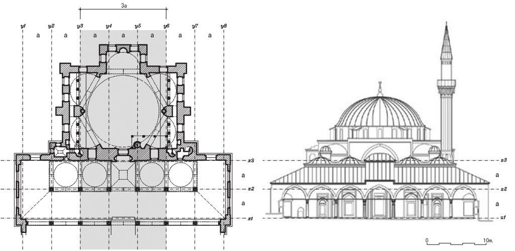 1571 yılında temelleri atılan caminin ilk plan şeması, 1574-77/78 yılları arasında ikinci bir minare ve dış revak eklenmesi ile değiştirilmiştir (Resim 16).