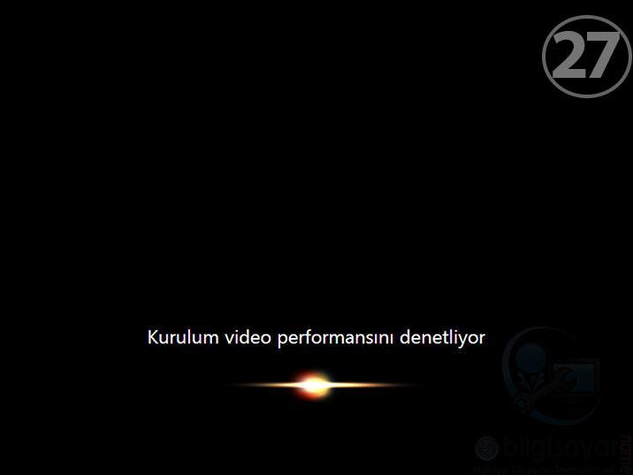 27.ADIM: Ardından yine Kurulum video performansını denetliyor ekranı kısa bir süre görüntülenecektir.