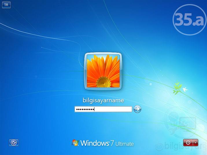35.a. ADIM: Bu bölümde eğer bir parola girmişseniz karşınıza parola giriş ekranı gelecektir.