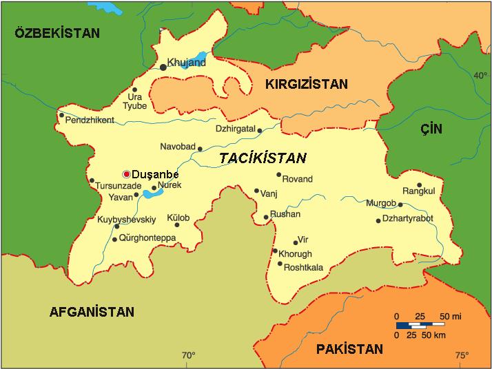 TACİKİSTAN ÜLKE BÜLTENİ Kasım 2004 GENEL BİLGİLER Resmi Adı : Tacikistan Yönetim Biçimi : Cumhuriyet Başkenti : Duşanbe Başlıca Kentleri : Duşanbe, Murgob, Khorugh, Tursunzade, Khojand İdari Yapı : 2