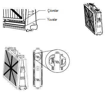 2. Filtre Parçalarını Tekrar Toplama Filtre kartuşlarında bulunan çıkıntıları filtre