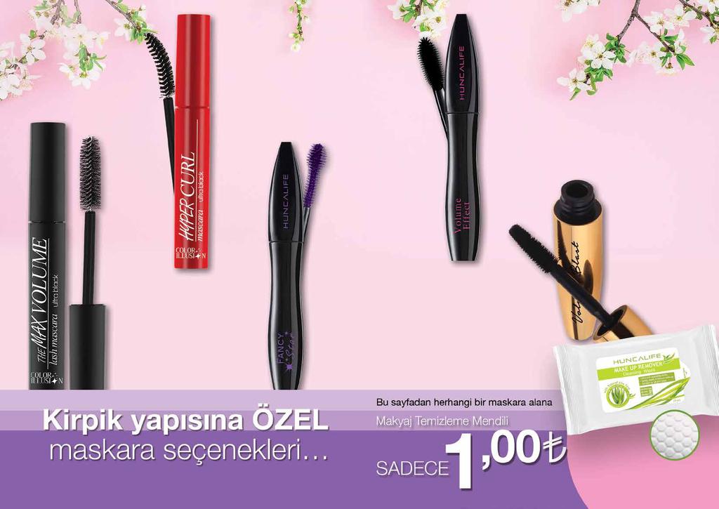 Özel dizayn edilmiş eğri fırçası, kirpiklerin kolayca kıvrılmasına yardımcı olur. Kısa kirpikler için idealdir. COLOR ILLUSION Hyper Curl Maskara 5 ml.