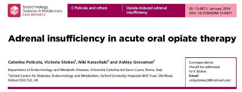 Key points: Therapy with opiates is the standard therapy for severe acute and chronic pain. Such drugs cause profound changes in endocrine function.