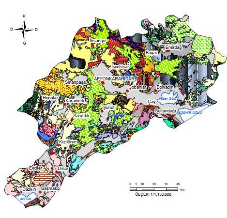 SU KALİTESİ Afyonkarahisar ili jeoloji haritası (MTA, 2009).