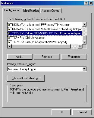 Cihazın TCP/IP Ayarlarının Yapılması Windows 95,98,98 SE, ME 1.