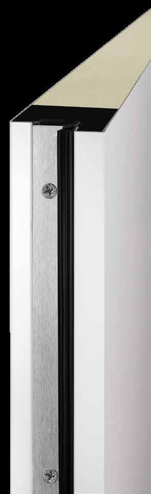 Thermo46 çelik / alüminyum giriş kapısı Kapı kanadı Tüm Thermo46 kapılar iç ve dış taraftan eşgörünümlü, kanat çerçevesi entegreli 46 mm kalınlıkta çelik kapı kanadına ve kalın biniye sahiptir.