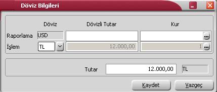 Bilgi Giriş Pencereleri Muhasebe fişi satırlarıyla ilgili kolonlarda gözükmeyen bazı bilgiler İşlemler menüsünde bulunan seçeneklerle girilir.