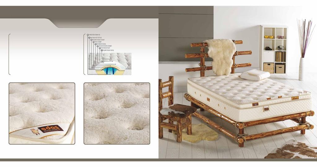 Organic Cotton Visco Yatak Organic Mattress Ürün Kodu: 401 Dünyada bir ilk! * Organic Cotton Visco yatak tam bir uyku uzmanıdır. * m2 de 400 gr özel vatka kullanılmıştır.