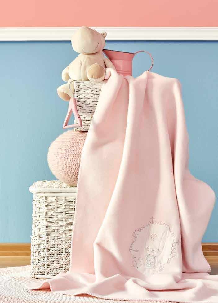 Pink Garden Nakışlı Pamuk Battaniye / Cotton