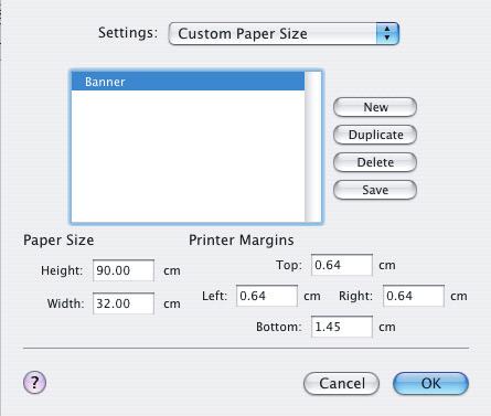 MAC OS X 1. Uygulama programınızda [Dosya] [Sayfa Yapısı]'nı seçin. 1 2 3 4 2. [Özel Sayfa Boyutu]'nu seçin (1). 3. Yeni bir kağıt boyutu tanımlamak için [Yeni] düğmesini tıklatın (2) ve kağıt boyutu için bir ad girin.
