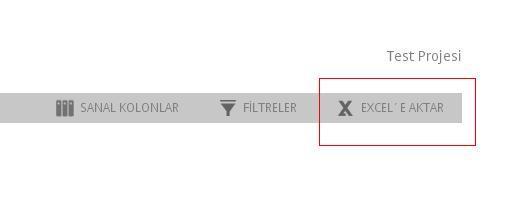 EXCEL E AKTARMA Ekranda gösterilen set Excel e