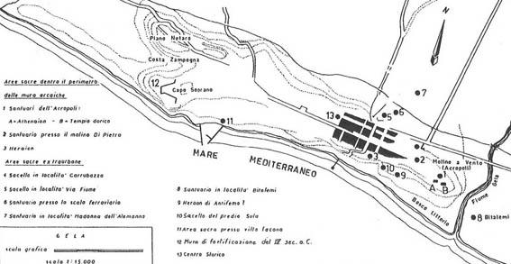 Şekil 2.4: Gela genel kent planı (Panvini 1996, 30, Fig.14). Şekil 2.