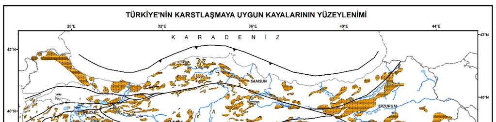 44 üzerinde yer alan Türkiye arazisi; kendi içinde stra graﬁ, fauna, yapı, metamorﬁzma ve jeoﬁzik özellikler bakımından jeolojik bütünlüğü olan, genel olarak doğu-ba yönünde uzanan, Tektonik