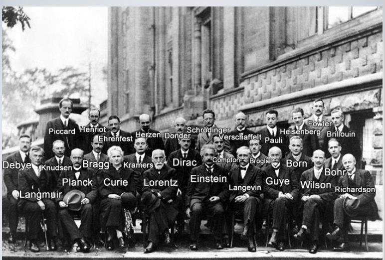 Elektron ve Fotonlar konulu 1927 Solvay Konferansı'ndan bir fotoğraf.