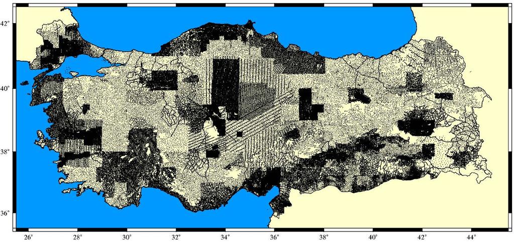 5. Türkiye Hibrid Jeoidi 2009 (THG-09) Türkiye Hibrid Jeoidi 2009 (THG-09) hesaplama çalışmalarına, çeşitli kaynaklardan yüzey gravite ölçüleri elde edilmesi, yeni bir yer potansiyel modeli