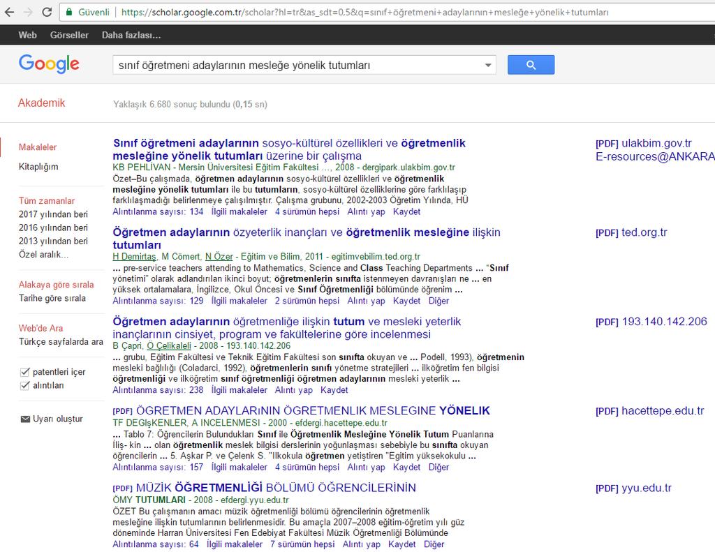 Akademik çalışmalara ulaşma yolları Google Akademik