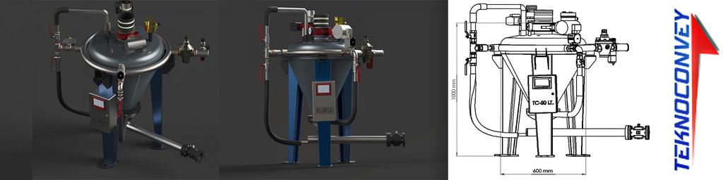 TD-50 PNÖMATİK TAŞIMA SİSTEMİ TeknoConvey pnömatik yoğun faz transporter ünitesi yada pnömatik taşıma ünitesine sevki sağlanmak istenen toz yada granül malzemelerin doldurulması ve yüksek basınçlı