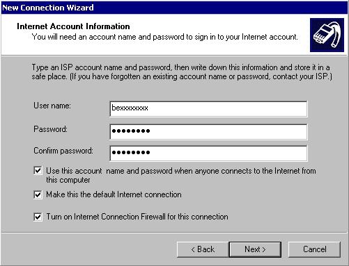 Computer Administrator ise bağlantıyı oluşturuken internet bağlantı kullanıcı adı ve şifresinin tüm kullanıcılar tarafından kullanılıp