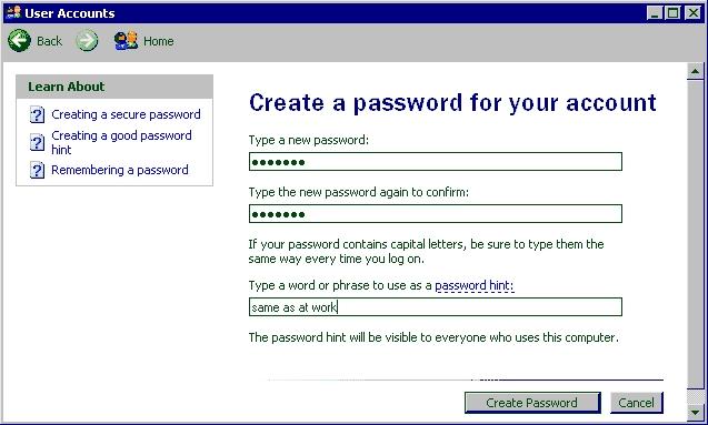 Şifreyi Password şifre olarak girin,hint "Beşiktaş" altaburaya aynı şifreyi da yazdığınız tekrarseçtiyseniz, girin.