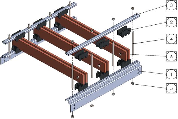 1x2F PLASTIC BUSBAR SUPPORT WITH 10 mm COPPER 3 PHASE CODE / KOD İRTPS 1307
