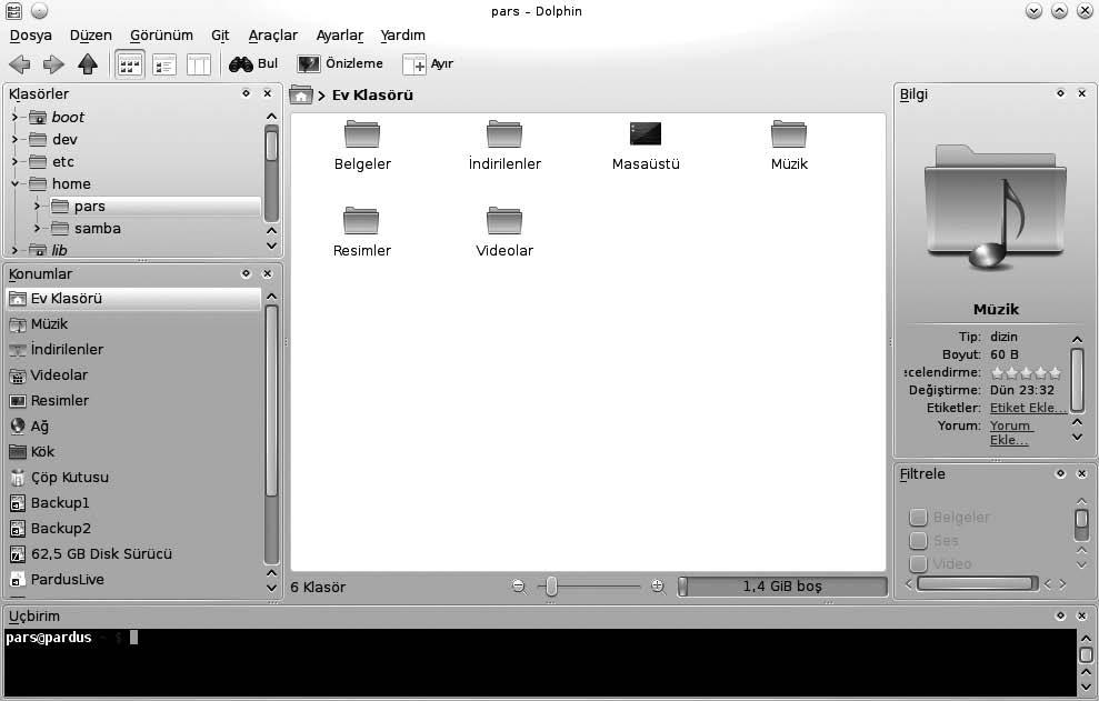 2. Ünite - flletim Sistemleri 41 flletim Sistemi Gezgini Windows un aksine Linux temelli iflletim sistemlerinde sadece bir kök dizin vard r.