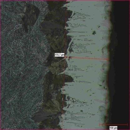 29.27 µm Fe 2 B 126.42 µm (a) (b) Fe 2 B 65.48µm 138.22µm (c) (d) Şekil 5.