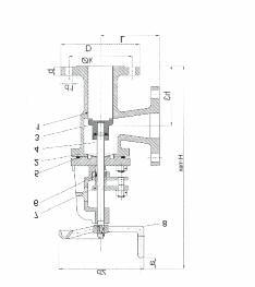 GLOB VANA GÖNYE TİP, BRONZ (Globe Valve Angle Type, Bronze) VG 85034 3 4 5 Klape Mil Conta Disc Stem Gasket 6 Salmastra Packing 7 Baskı Gland 8 Volan Handwheel ÖLÇÜLER (Dimensions ) Special brass (MS