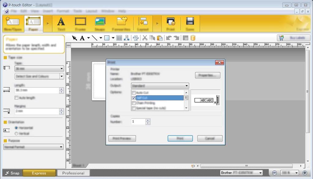 P-touch Editor ı Kullanma P-touch Editor ile Yazdırma 10 Express modu 10 Bu mod metin ve görüntüler içeren düzenleri hızlı bir şekilde oluşturmanızı sağlar.